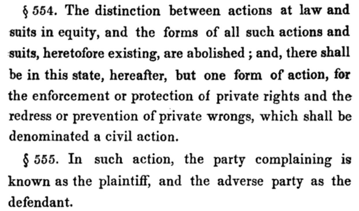 Final Report of the Commissioners on Practice and Pleadings (New York, 1850), 225&ndash;25,  §§ 554&ndash;555.