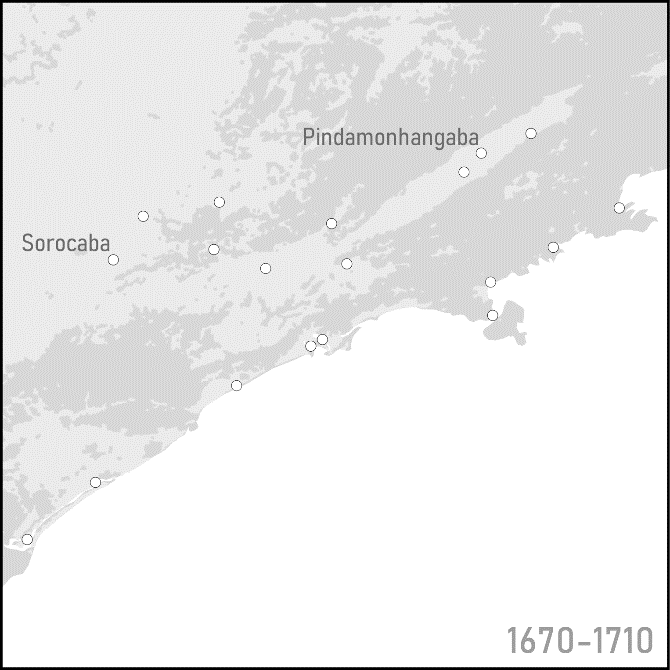 Towns in the captaincy of São Vicente, 1670-1710